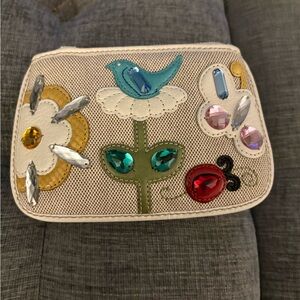 Brighton Beige Clutch with Colorful Embellishments